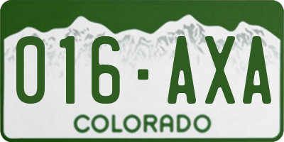 CO license plate 016AXA