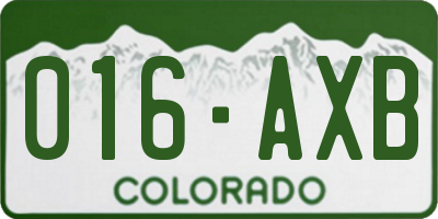 CO license plate 016AXB
