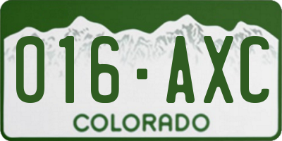 CO license plate 016AXC