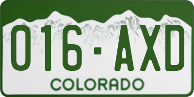 CO license plate 016AXD