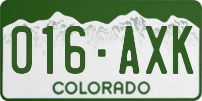 CO license plate 016AXK