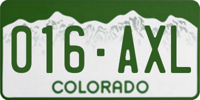 CO license plate 016AXL