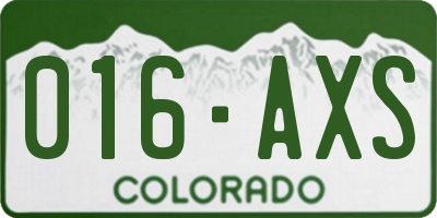 CO license plate 016AXS