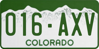 CO license plate 016AXV