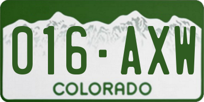 CO license plate 016AXW