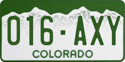 CO license plate 016AXY