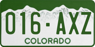 CO license plate 016AXZ