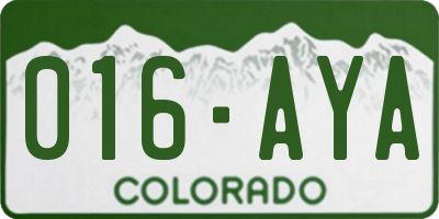 CO license plate 016AYA