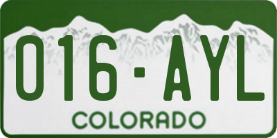 CO license plate 016AYL