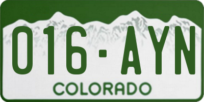 CO license plate 016AYN