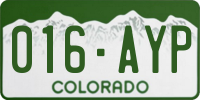 CO license plate 016AYP