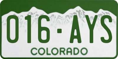CO license plate 016AYS