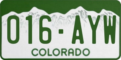 CO license plate 016AYW