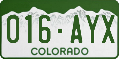CO license plate 016AYX