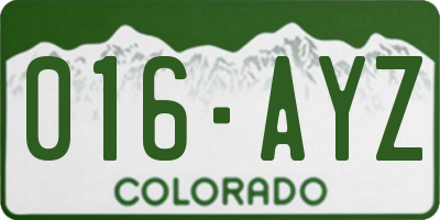 CO license plate 016AYZ