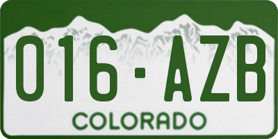 CO license plate 016AZB