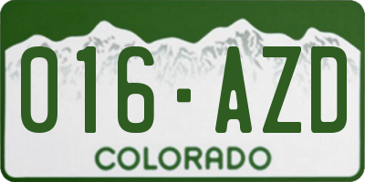 CO license plate 016AZD