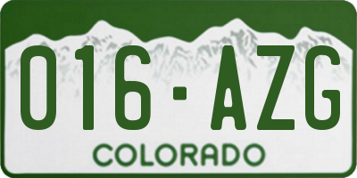 CO license plate 016AZG