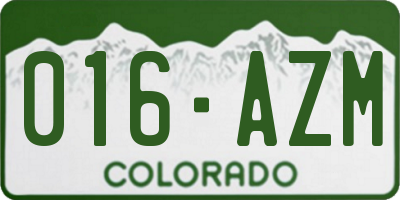 CO license plate 016AZM