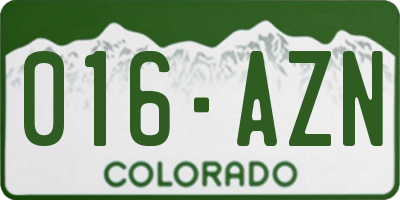 CO license plate 016AZN