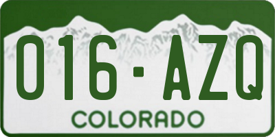 CO license plate 016AZQ