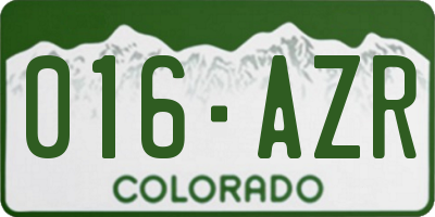CO license plate 016AZR