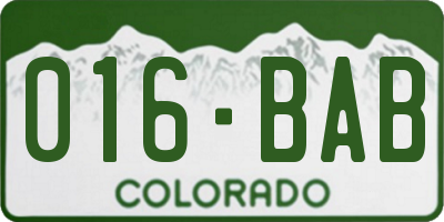 CO license plate 016BAB