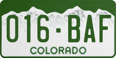 CO license plate 016BAF
