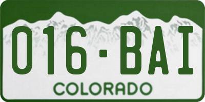 CO license plate 016BAI
