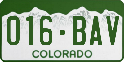 CO license plate 016BAV