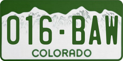 CO license plate 016BAW