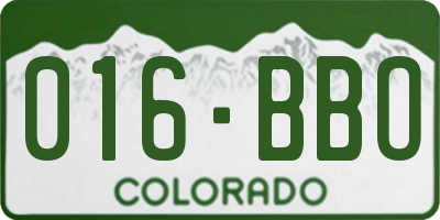 CO license plate 016BBO