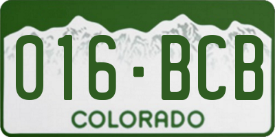 CO license plate 016BCB