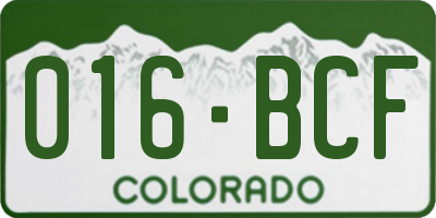CO license plate 016BCF