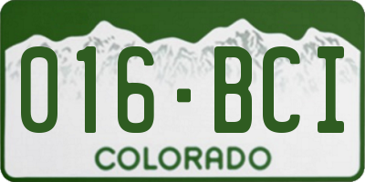 CO license plate 016BCI