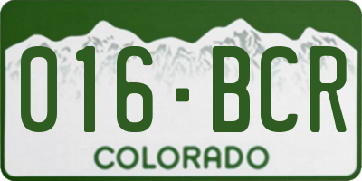 CO license plate 016BCR