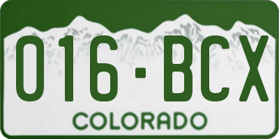 CO license plate 016BCX