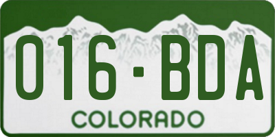 CO license plate 016BDA