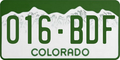 CO license plate 016BDF