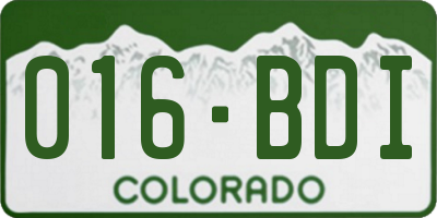 CO license plate 016BDI