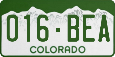 CO license plate 016BEA