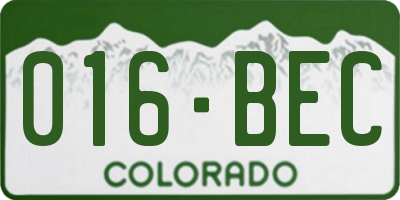 CO license plate 016BEC