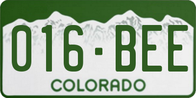 CO license plate 016BEE