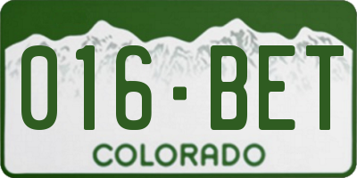 CO license plate 016BET