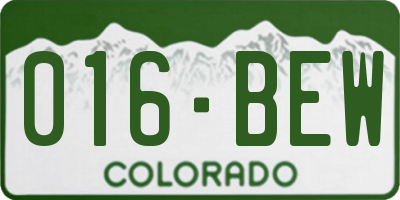 CO license plate 016BEW