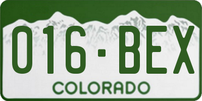 CO license plate 016BEX