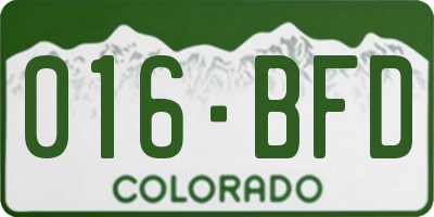CO license plate 016BFD