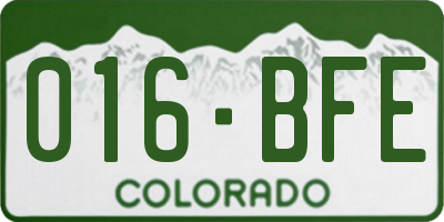 CO license plate 016BFE