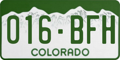 CO license plate 016BFH