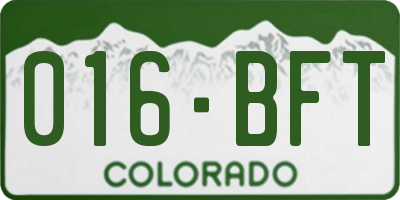 CO license plate 016BFT